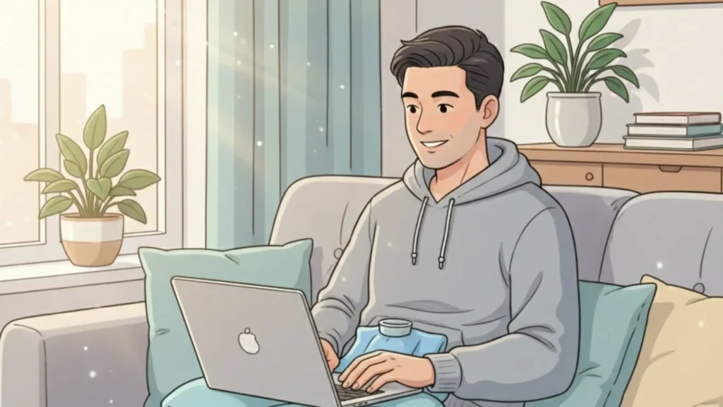 Man comfortably recovering at home after a no-scalpel vasectomy in Canberra with fast healing and minimal downtime.