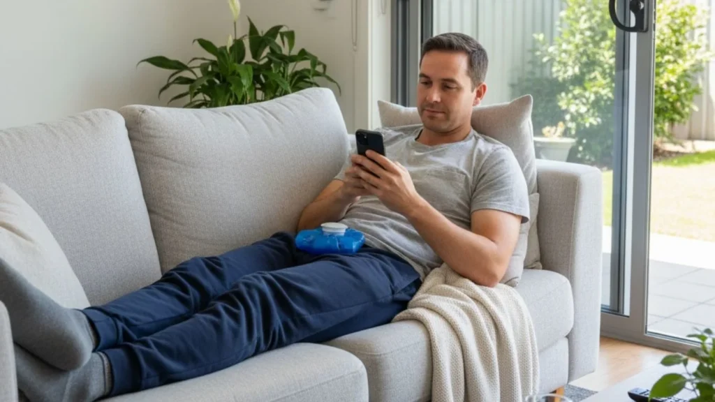 Man recovering comfortably after vasectomy procedure