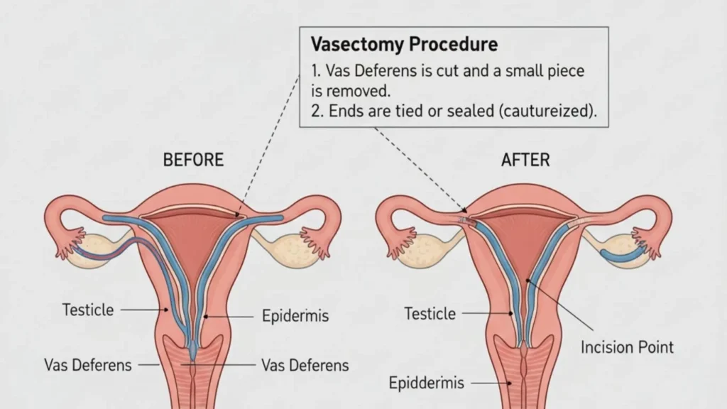 male sterilisation Canberra procedure explanation diagram
