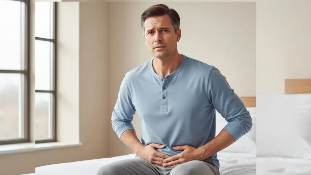 Man experiencing swelling and discomfort after vasectomy procedure